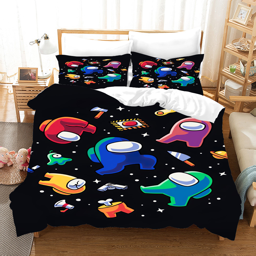 Fashion 3D Digital Printed Among Us Cartoon 2/3pc Quilt Cover Pillowcase Comforter Bedding Sets Double Cover Quilt Bedding