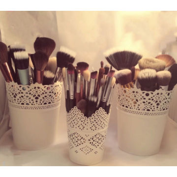 Lace Plant Flower Vase Pot Pen Makeup Brush Storage Holder Case Pencil Cup Stationery Container Home Decoration Fast Shipping