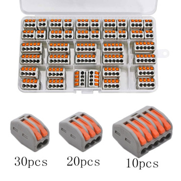 60Pcs Wire Connector Terminal Block Set Reusable Electric Cable quick connector universal compact terminal plug-in0.08-2.5mm2