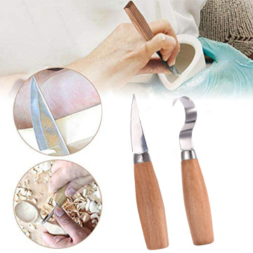 2Pcs/Set Wood Carving Knife Chisel Woodworking Cutter Woodcarving CutterHand Tool Set High Strength Hooked Whittling Cutter