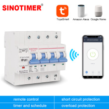 Three Phase 4P 380V 63A Tuya Smart WiFi Circuit Breaker Industrial Remote Control MCB Timing Switch with Amazon Alexa Echo