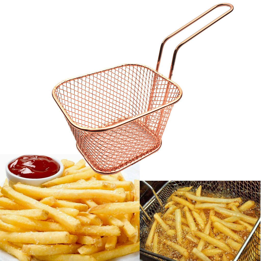 Portable Stainless Steel Chips Mini Frying Basket Strainer Fryer Kitchen Cooking Chef Basket Colander Tool French Fries Basket