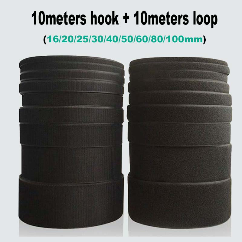 10m hook +10m loop black velcros no adhesive hook and loop fastener tape sewing magic tape sticker velcroing strap couture strip