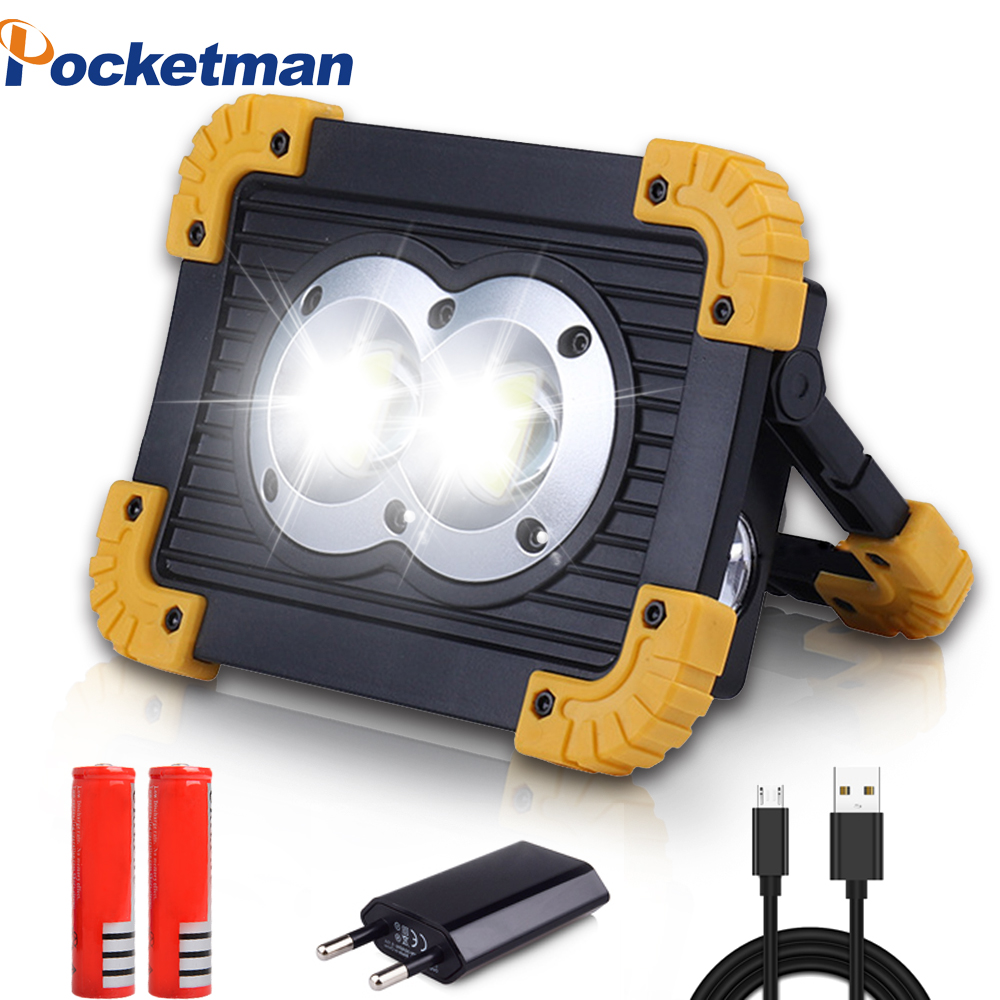 100W Rechargeable LED Work Lights,4000 Lumens Waterproof Led Flood Light,with USB Port to Charge Mobile Devices(Round Cob)