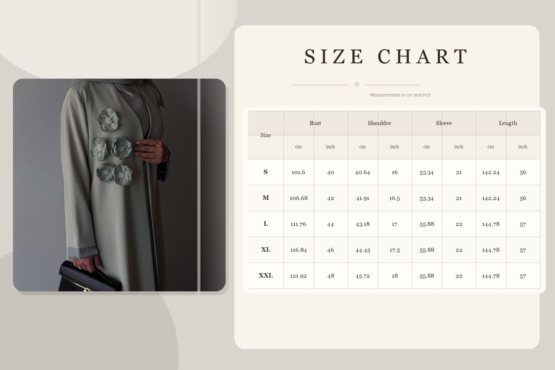 Floral Embellished Open Abaya with dimensional flower appliqué details