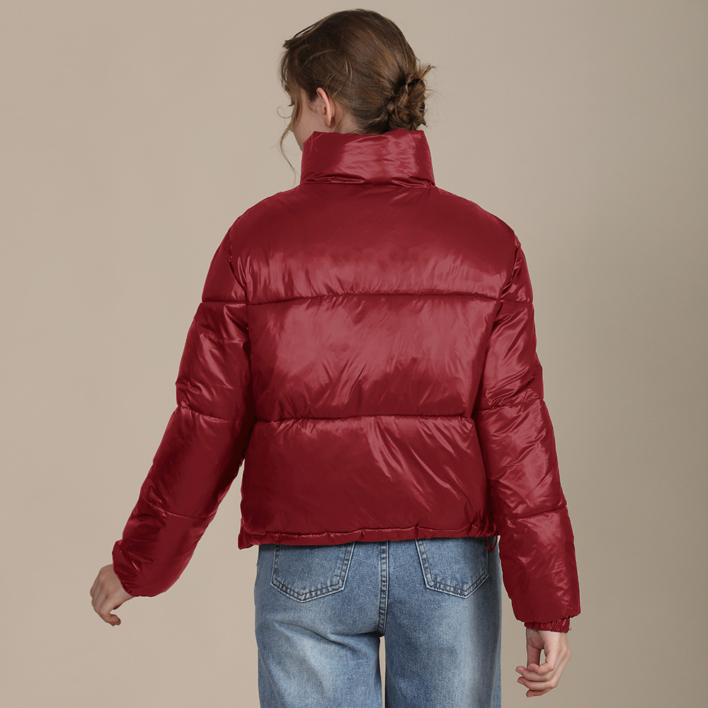 Zipper Short Puff Jacket for Women