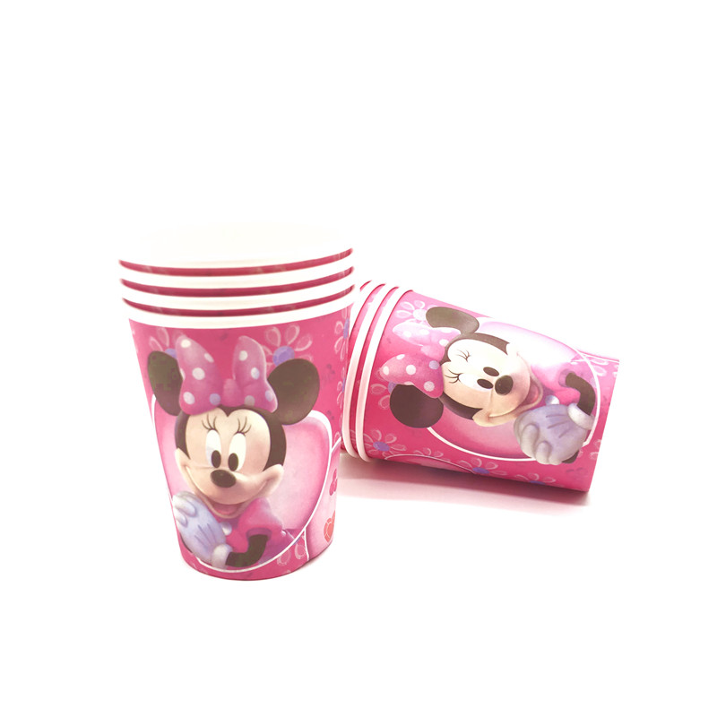 Disney Minnie Mouse Girls Kids Party Decorations Paper Cups Napkins Plates Tablecloth Baby Shower Birthday Minnie Party Supplies