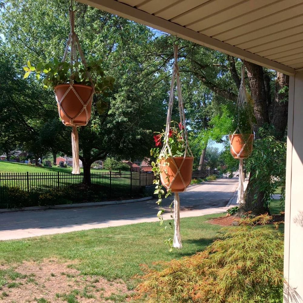 Vintage Macrame Plant Hanger Indoor Outdoor Hanging Basket Jute Rope New Cotton And Linen Wall Hanging Flowerpot Net