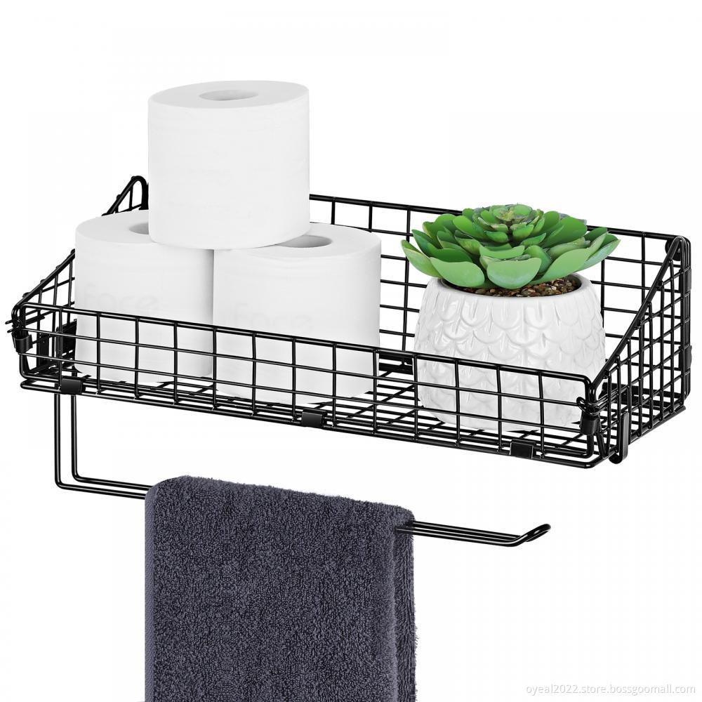 Wall Mount Kitchen Towel Holder with Shelf Storage