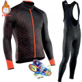 2020 Triathlon Winter Thermal Fleece Men Long Sleeve Cycling Clothing MTB Ropa Ciclismo Bike Clothes Cycling Bib Pants Set