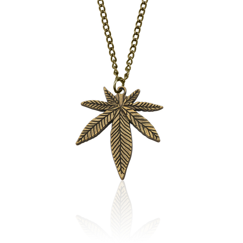 Maple Leaf Pendant Charm Necklace Gold Sliver Color Hemp Leaf Link Chain NeckLace For Women Men Gifls Jewelry Accessories