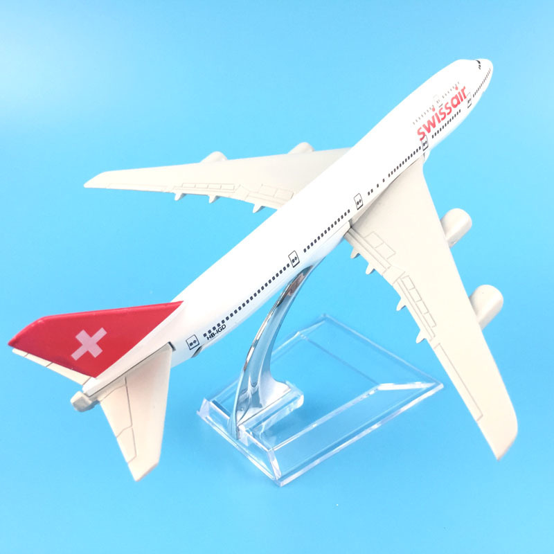 16cm Plane Model Airplane Model Swiss Air Swissair Airplanes Boeing 747 Aircraft Model 1:400 Diecast Metal Plane Toy Gift