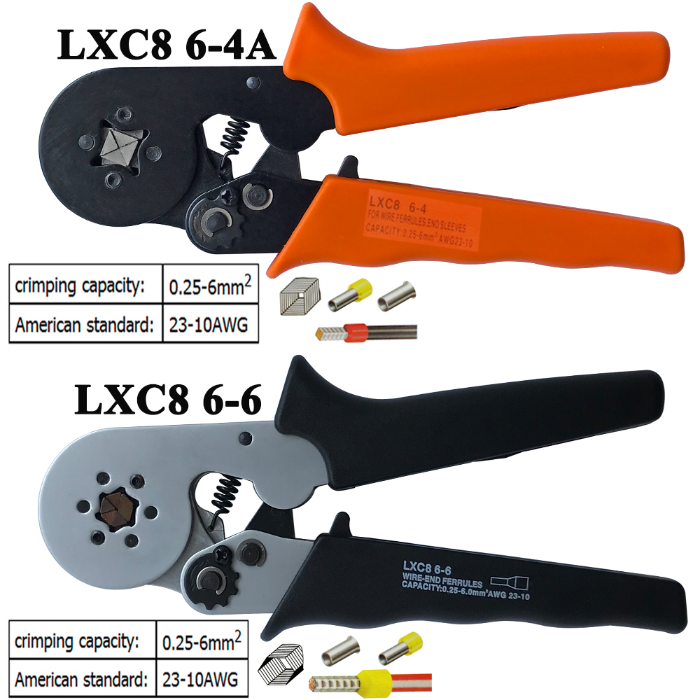 LXC8 10S 0.25-10mm2 23-7AWG LXC8 6-4/6-6 0.25-6mm2 LXC8 16-4 crimping pliers electric tube terminals box mini brand clamp tools