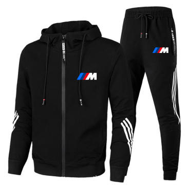 New BMW M Men's Autumn Winter Sets Zipper Hoodie+pants Two Pieces Casual Tracksuit Male Sportswear Gym Brand Clothing Sweat Suit