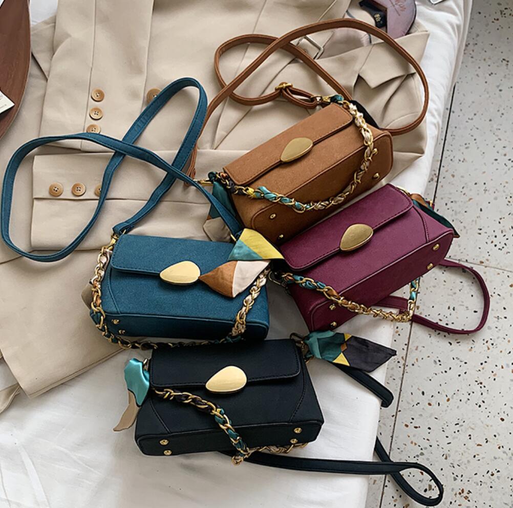 Vintage Ribbon Chain Tote bag 2020 Fashion New High quality Matte Leather Women's Designer Handbag Flip Shoulder Messenger Bag