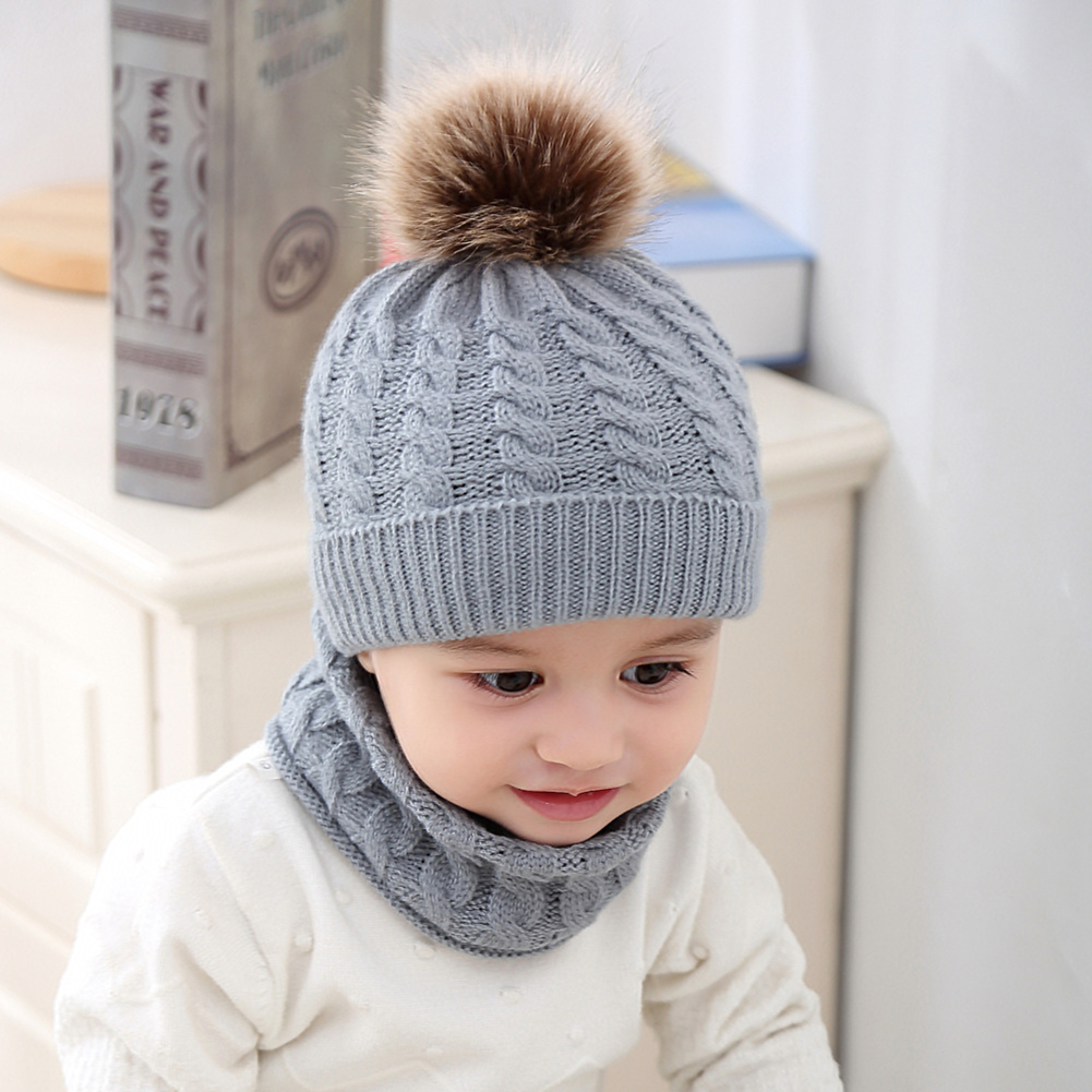 Winter Baby Hat Fur Pompom Knitted Baby Girls Boys Hat Cap Infant Toddler Kids Hat Warm Beanie Kids Children Caps Bonnet