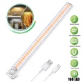 160 LED Motion Sensor Under Cabinet Closet Night Light USB Rechargeable Wall-Mounted Induction Lamp 39.5cm Length