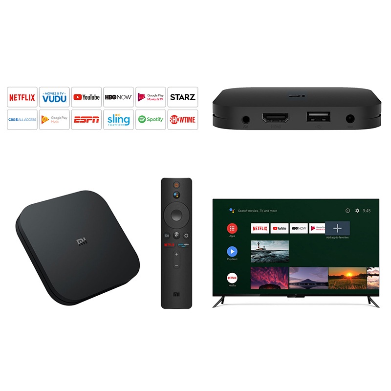 Global Version Original Xiaomi Mi TV Box S 4K HDR Android TV Streaming Media Player Google Assistant Remote Smart Mi TV Stick