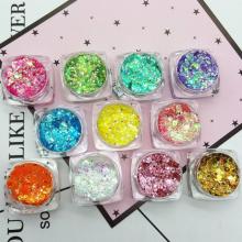 19 Colors Mermaid Sequins Gel Holographic Sequins Hair Body Face Glitter Gel Art Loose Sequins Shimmer Diamond Eye Shadow