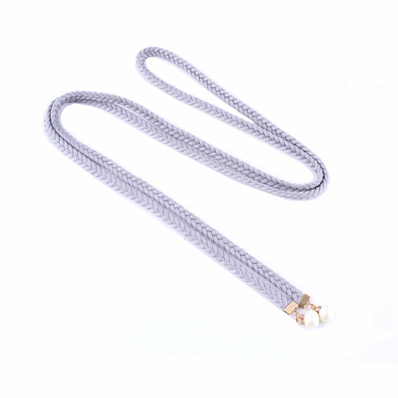 ladies pearl knitted Braided belts for women Twist weaving waist knot rope female cotton string strap