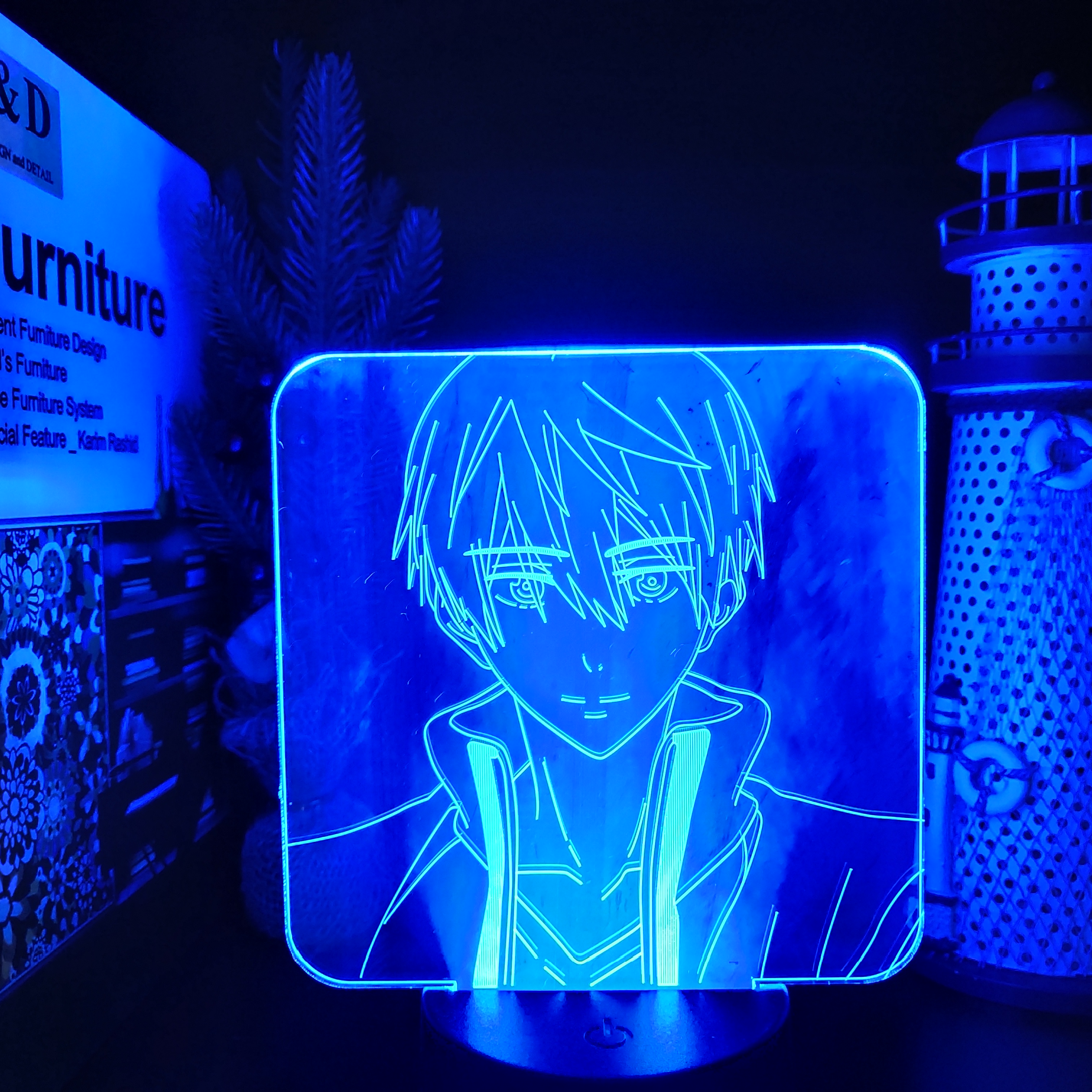 FREE! IWATOBI SWIM CLUB ANIME LAMP Haruka Nanase 3D LED Nightlights Led Table Lamp For Bedroom Xmas Gift