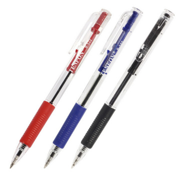 12 Pcs Plastic Ball-point Pen Red, Blue And Black Colors Ballpoint Custom Transparent Ballpoint Pen