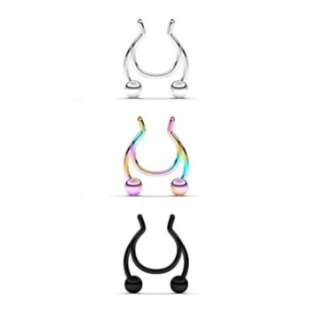 1pcs Nose ring 2020 new nose clip medical stainless steel hot sale nasal septum false nose ring piercing jewelry