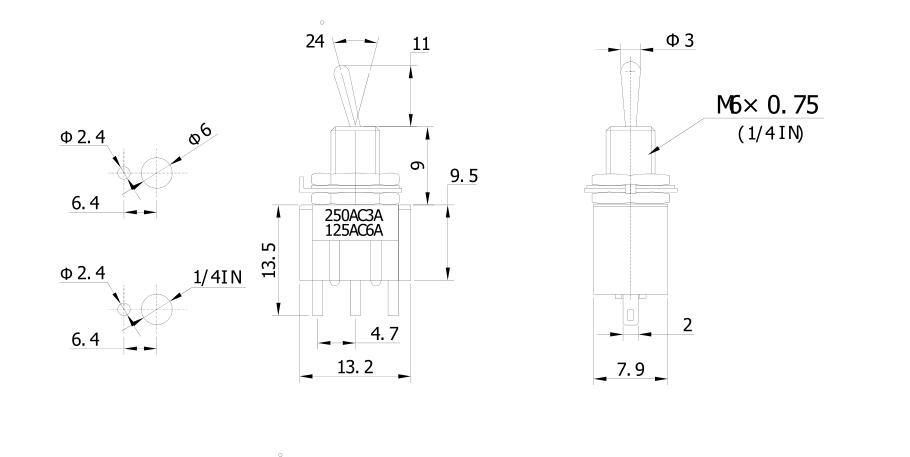 50pcs MTS-102 3Pin 2 files SPDT ON-ON Mini Toggle Switch 6A 125VAC Mini Switches