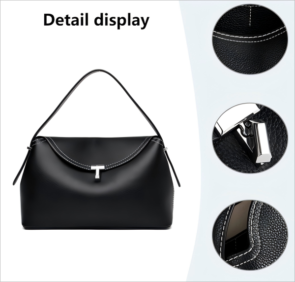 Leather flip-top fashion handbag for women