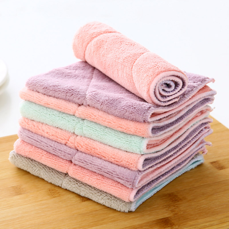10Pcs/Lot Fiber Dishcloth Dishrag Duster Wash Cloth Hand Towel Cloth Bamboo Washing Towel Magic Kitchen Cleaning Wiping Rags