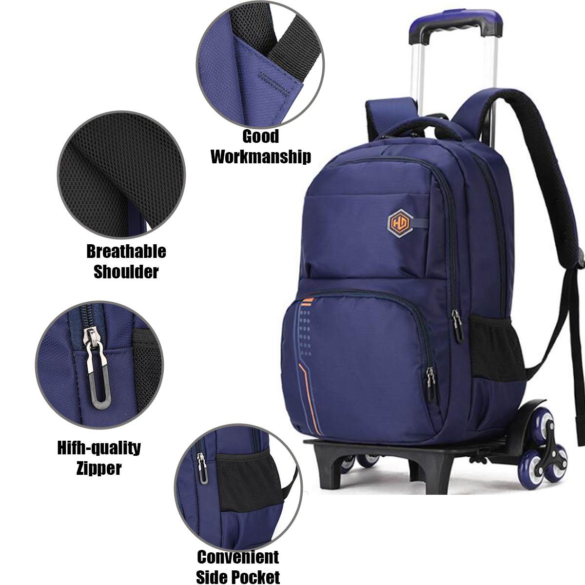 2/6 Wheels Travel Rolling Luggage Bag School Trolley Backpack For Boys Backpack On Wheels Kid's Trolley School wheeled Backpack