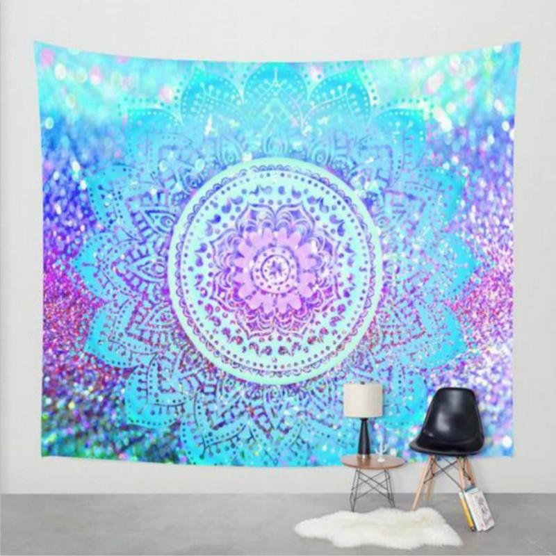 Polyester Wall Tapestry Home Living Decor Space Flower Beach Mat 4 Size Map Flower
