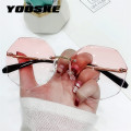 YOOSKE Rimless Women's Sunglasses Design Fashion Lady Sun glasses Vintage Alloy Classic Designer Shades UV400 Eyewear