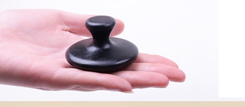 2pcs Black Basalt Stone Essential Oil Massage Mushroom Shape Spa Energy Stone for Body Face Massage Stone