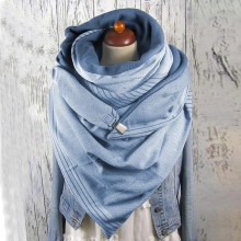 Women Winter Scarves Dot Printing Button Soft Wrap Scarves Shawls Head Face Neck Gaiter Scarf Face Cover Scarves Warm Scarves