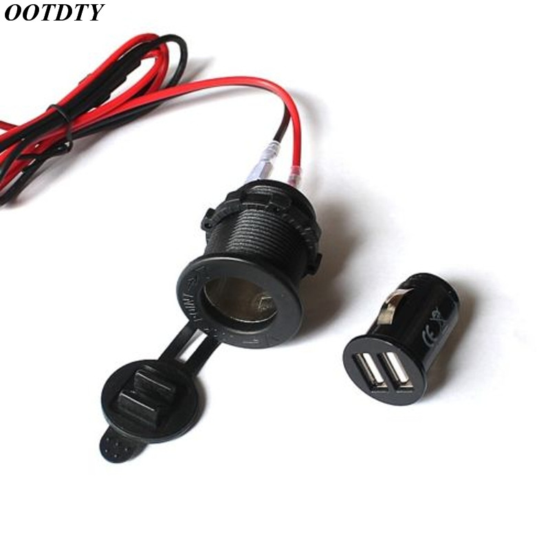 Motorcycle Dual USB Mobile Phone Power Supply Charger Port Socket Waterproof