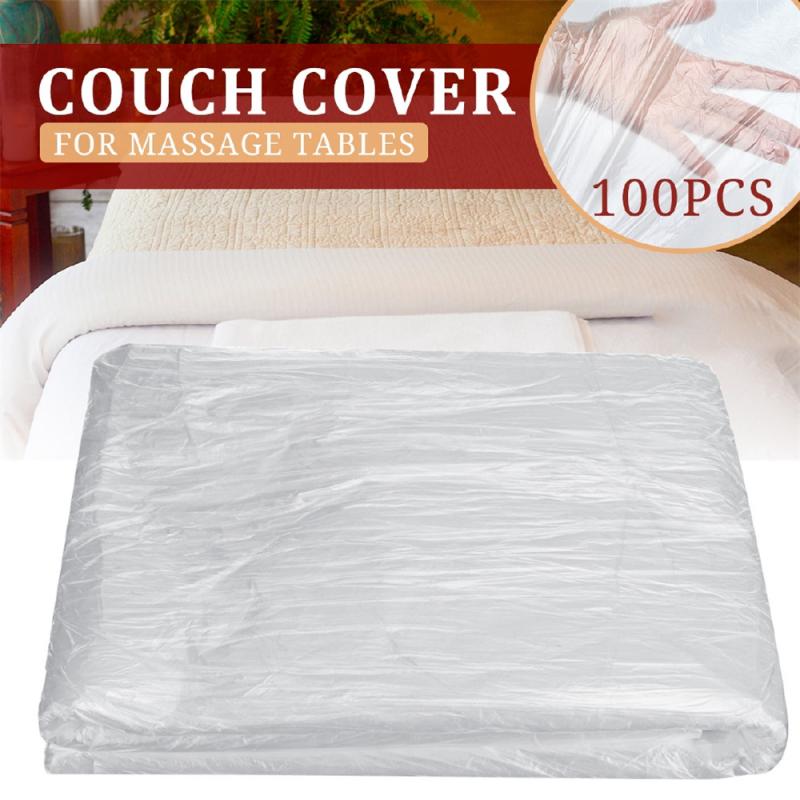 100pcs/set 90x180cm Transparent Plastic Comfortable Waterproof Disposable Massage Spa Salon Bed Cover Table Sheets Home Textile