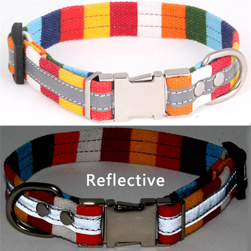 Colorful Reflective Dog Collar Adjustable Canvas Dog Necklace for Pet Collar Leash Harness Set Pet Product Stuff Pug Martingale