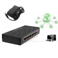 US Plug 10/100/1000 Mbps Ethernet 8port RJ-45 Network Desktop Switch Auto-MDI/MDIX Hub For Small/ Medium-Sized Office Networks