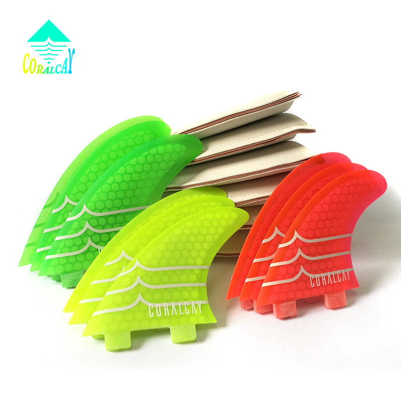 Surf Surfboard Fins Coral-cay FCS Tri Truster Yellow Red Green surfing Glassfiber Resin kitesurf windsurf FCS Fins