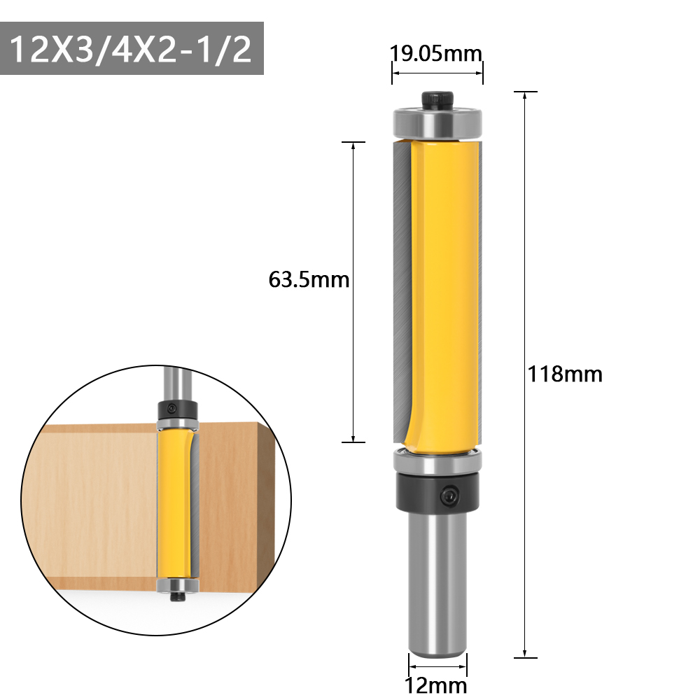 1pc 1/2 SH 2-1/2" Extra Long Trim Pattern Top&Bottom Bearins Router Bit RCT-16001