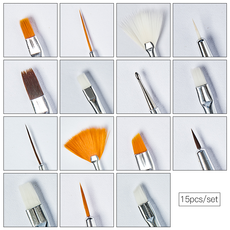 Nail Brush For Manicure Gel Brush For Nail Art 15Pcs/Set Ombre Brush For Gradient For Gel Nail Polish Painting Drawing