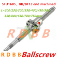 SFU1605 200 250 300 350 400 450 500 550 600 650 700 750 mm ball screw with flange single ball nut BK/BF12 end machined CNC parts