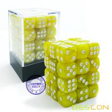 Bescon 12mm 6 Sided Dice 36 in Brick Box, 12mm Six Sided Die (36) Block of Dice, Marble Yellow