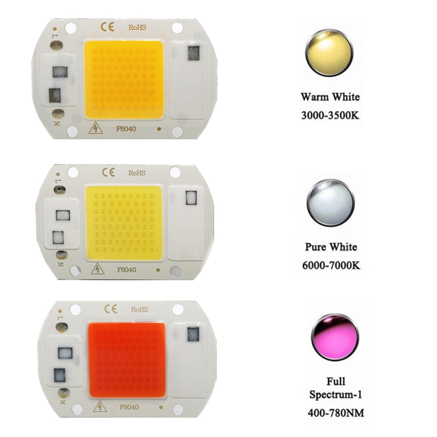 LED COB Lamp Chip 10W 20W 30W 50W AC 220V Smart IC LED Beads DIY For LED Floodlight Spotlight Warm White Full Specturm module
