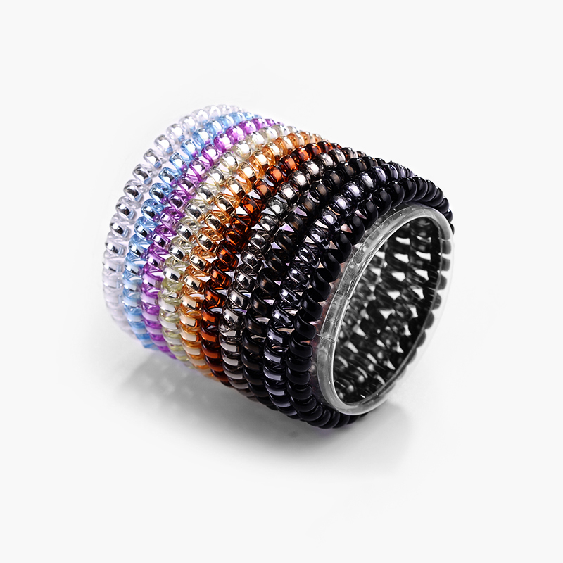 New Arrivals Plain Color Frosted Bling Rubber Band Spiral Shape Headwear Elastic Hair Band Telephone Wire Line Hair Ties Set