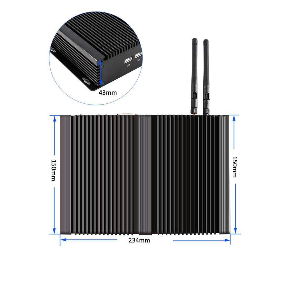 Topton Fanless Industrial Mini PC i7-8565U i5-8250U 7*24 Working 2*RS232 HDMI VGA 1*Lan 7*USB