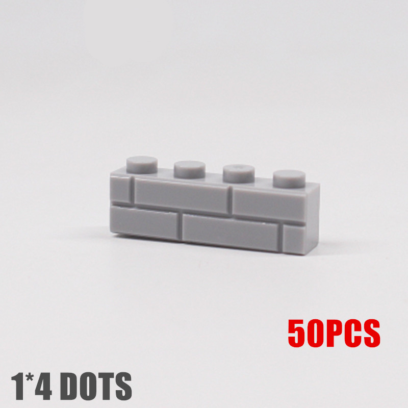 50PCS City Wall Blocks Bricks for MOC House Thick 1*2 1*4 L Dots DIY City Accessories Door Window Construction Brick Walls