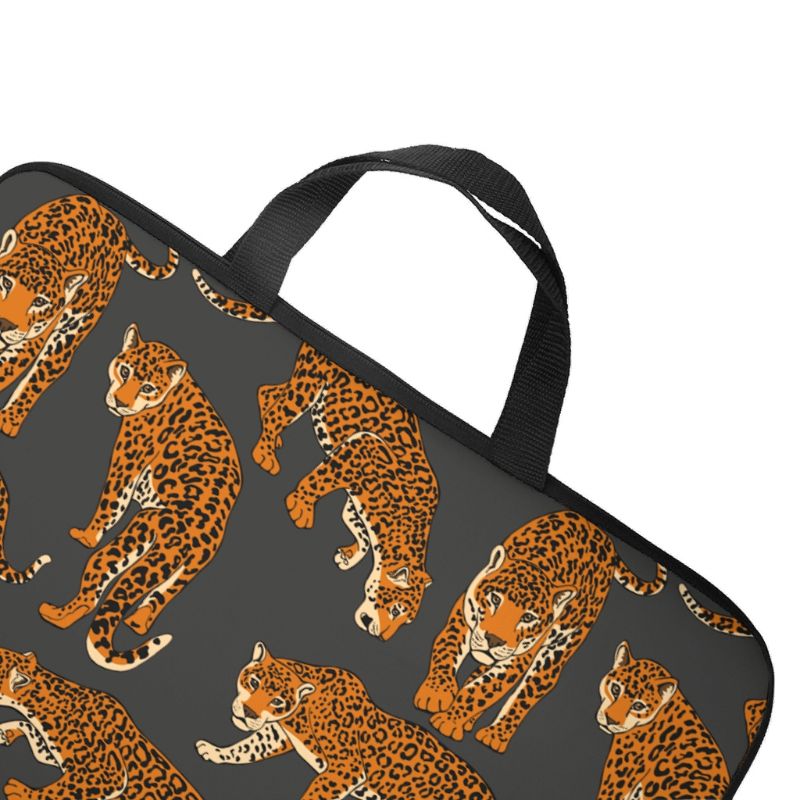 Brown Animal Leopard Laptop Sleeve Trendy Prints Tablet Storage Bag Dust-proof Neoprene Notebook Protective Bag for Women 28GD