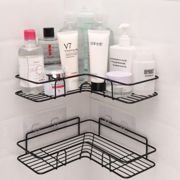 Iron Bathroom Shelf Shower Wall Mount Shampoo Storage Holder With Suction Cup No Drilling Kitchen Storage Bathroom Accessories